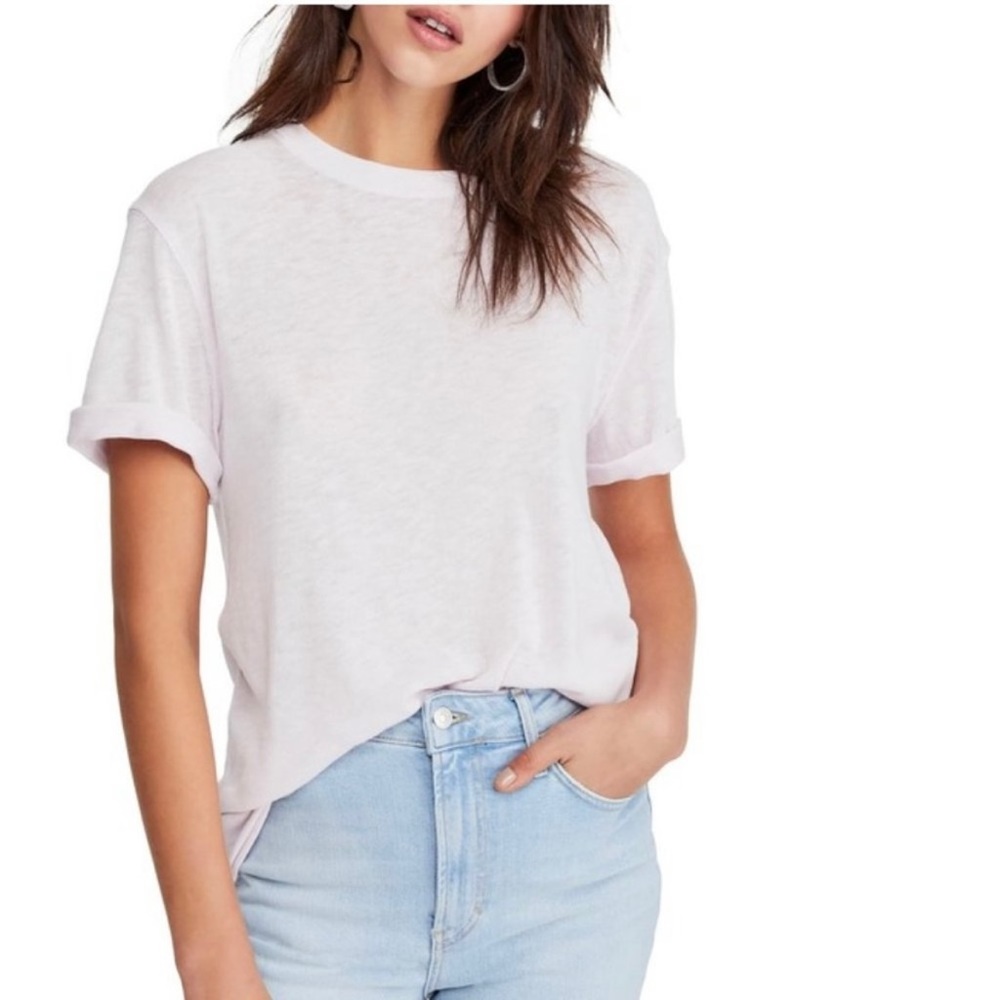 Free People Boxy Tee Lavender Milk Top Size M